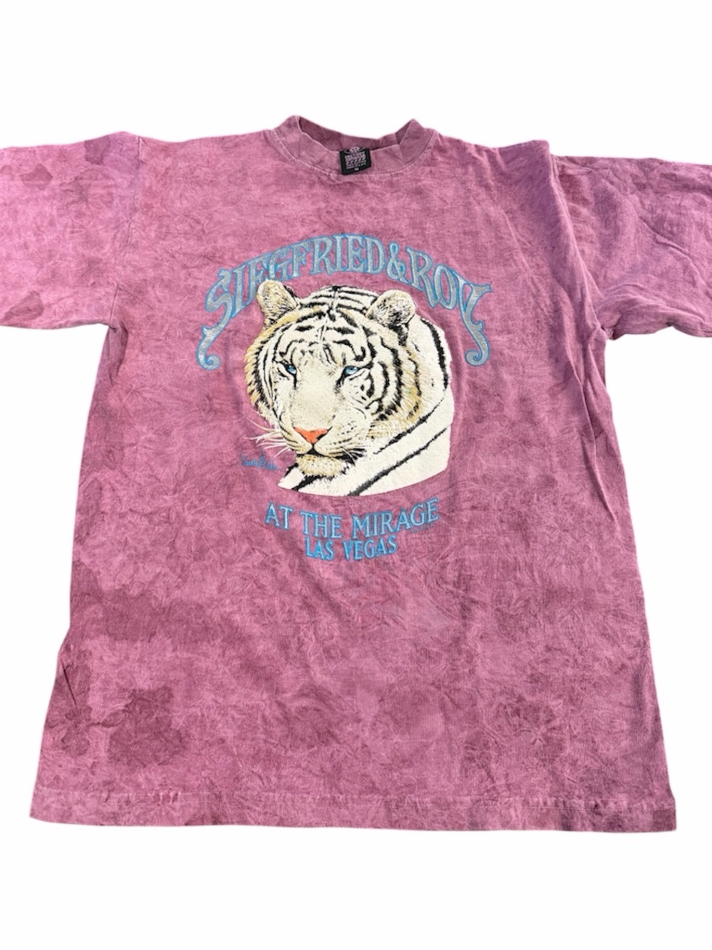 Siegfried & Roy Tiger Tee Factory Artwear USA Pink Acid Wash Single Stitch - M
